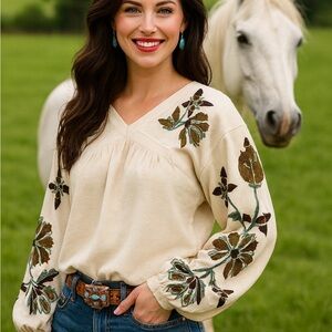 Double D Ranch heavily embroidered beaded Rimfire Top NWT